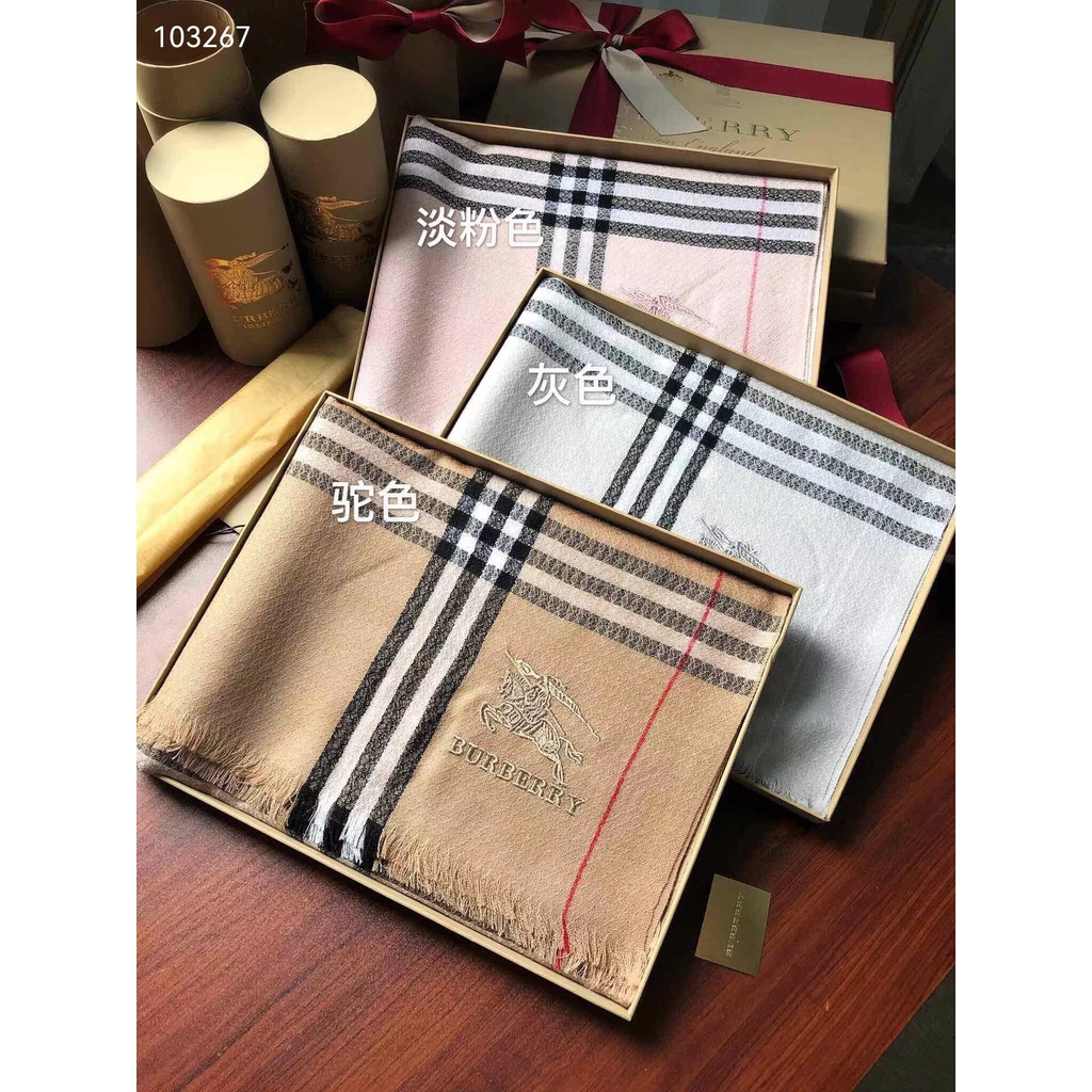 Khăn Choàng Nhỏ Thêu Họa Tiết Caro Burberry Cổ Điển Thời Trang Cho Nam Và Nữ
