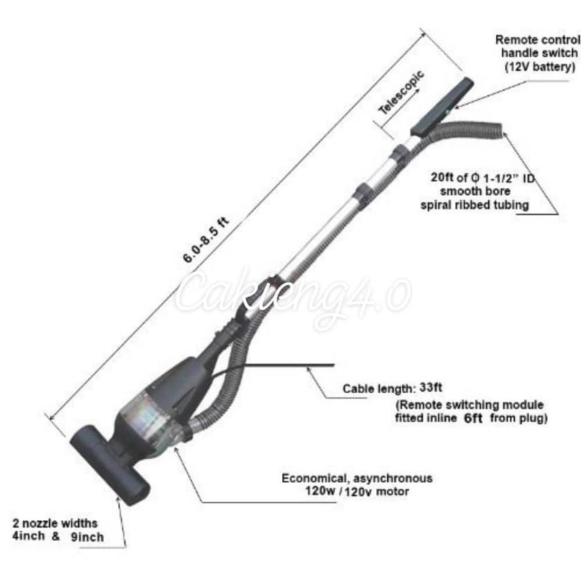 Máy vệ sinh hồ cá Koi Jebao PC-3 - Máy vệ sinh hút đáy hồ cá koi, hồ bơi - hàng chính hãng công ty