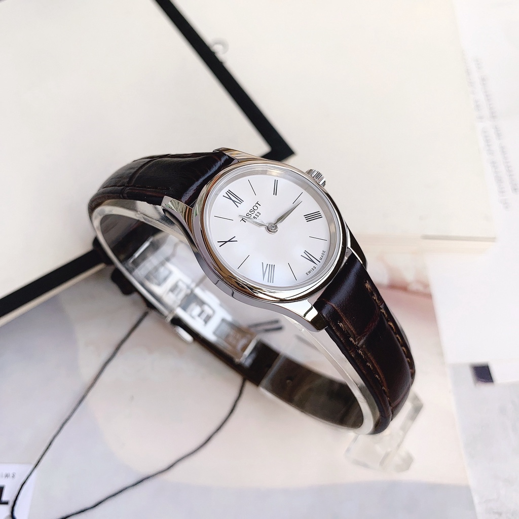 Đồng Hồ Nữ Tissot Tradition 5.5 White Dial Brown Leather T063.009.16.018.00