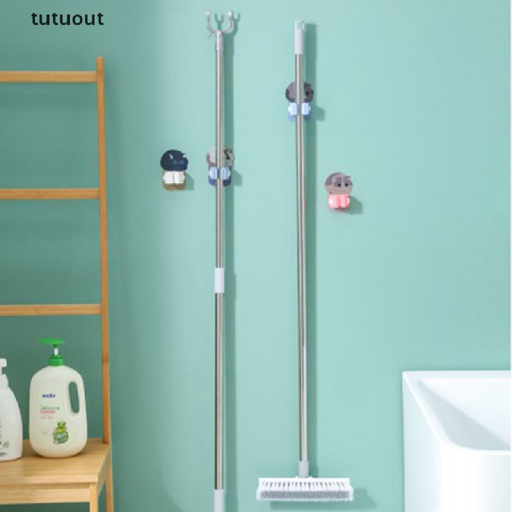 Móc treo cây lau nhà tự dính hình mèo hoạt hình dễ thương sử dụng tiện lợi