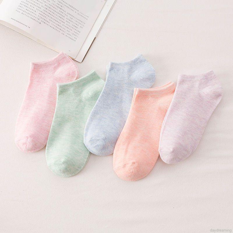 Vớ cotton trơn màu sắc xinh xắn dễ thương cho nữ