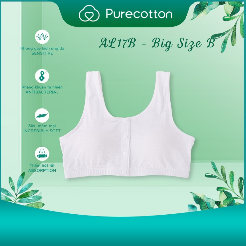 Áo lót học sinh Purecotton cho bé gái mới lớn chất liệu cotton cao cấp kiểu dáng chui đầu có đệm mỏng PC009