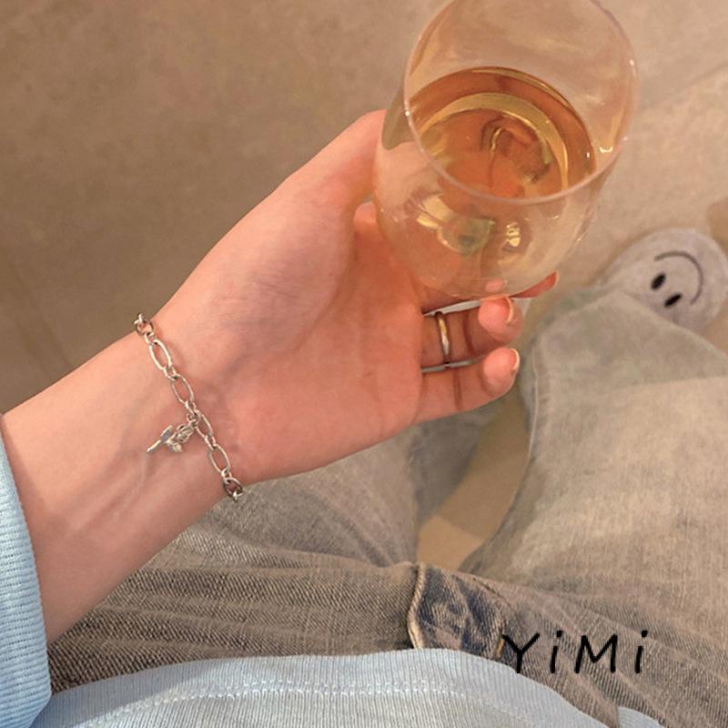 [mo] Vòng Đeo Tay Thiết Kế Đơn Giản Hình Hoa Hồng Nhỏ Cá Tính Cá Tính