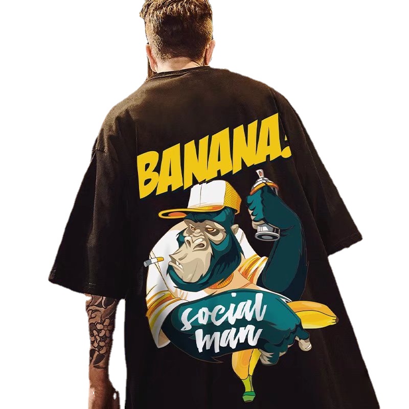 Áo Thun Tay Ngắn Dáng Rộng In Họa Tiết Hoạt Hình Phong Cách Hip Hop Đường Phố Hàn Quốc Thời Trang Mùa Hè Cho Nam M-8XL