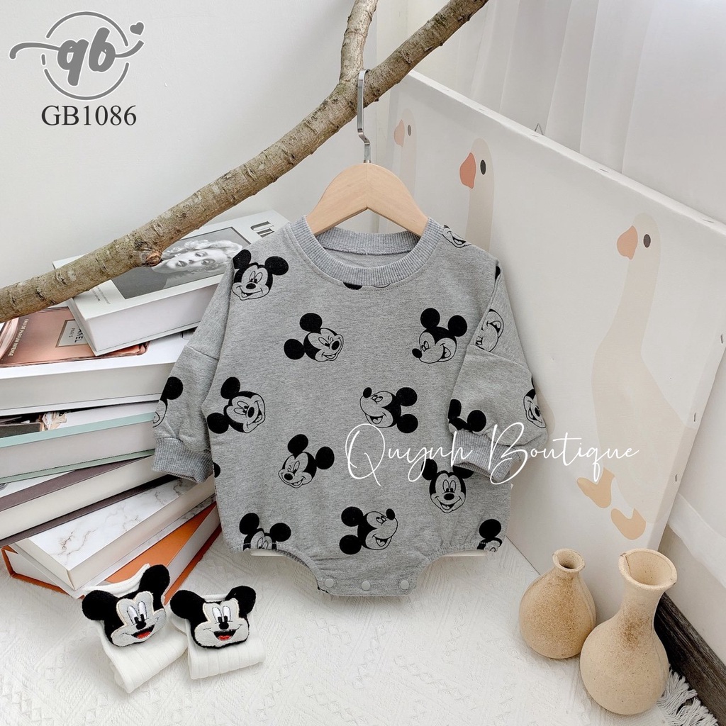 Quần áo trẻ em Quỳnh Boutique Mẫu body mickey dài tay cho bé