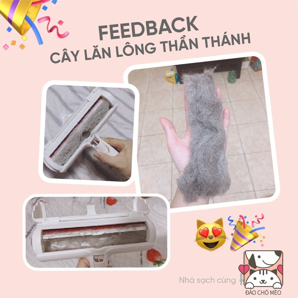 Cây lăn lông tĩnh điện chó mèo - Lăn tĩnh điện hút lông thú cưng làm sạch giường chăn đệm - Đảo Chó Mèo