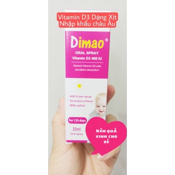(Kèm quà cho bé)Vitamin D3 DIMAO dạng xịt giúp hỗ trợ phòng ngừa thiếu Vitamin D, hỗ trợ hấp thu canxi và tăng chiều cao
