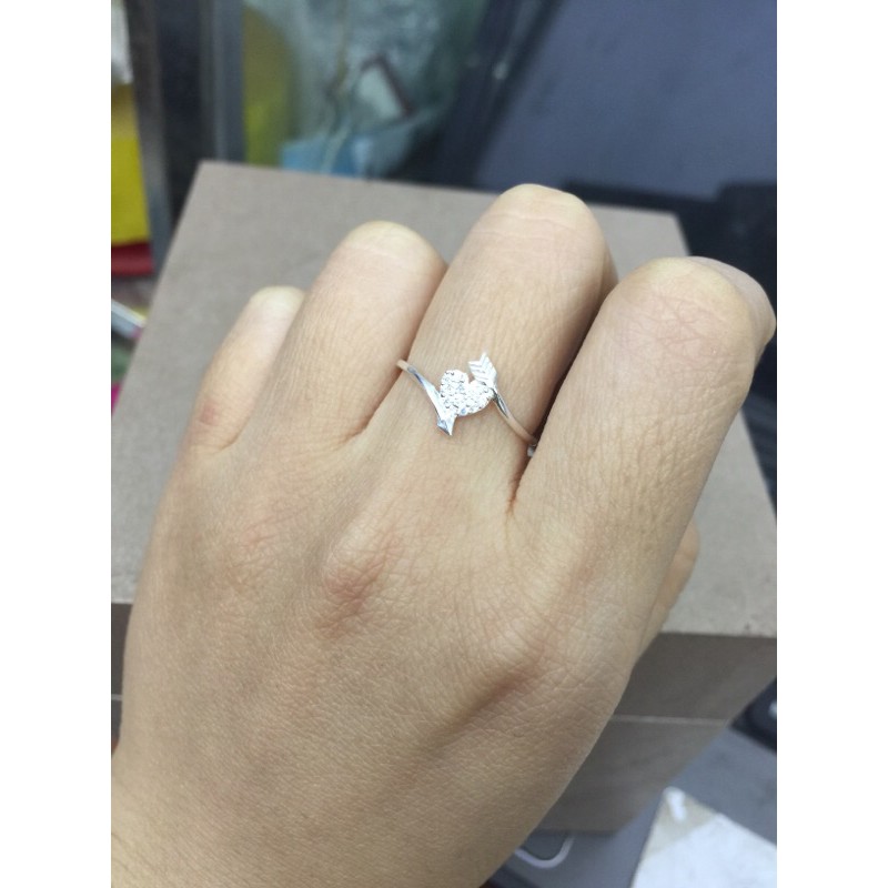 Nhẫn mũi tên trái tim đính đá nhỏ bạc ta NGỌC MẬU