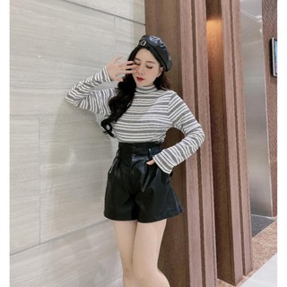Áo giữ nhiệt nữ dài tay kẻ ngang 1 màu cá tính
