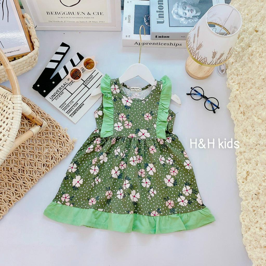 [ Bé 10-20kg ] Đầm váy cotton xuất 2 dây bảng to và 2 dây cánh tiên nơ to trước ngực cho bé gái