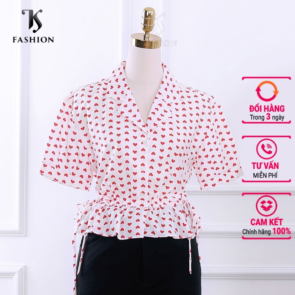 Sơ mi voan họa tiết, chun eo, thiết kế cao cấp TK Fashion - SMK757