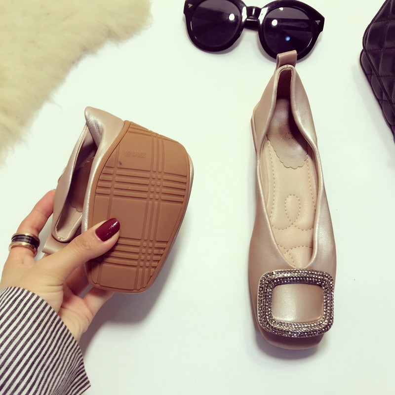 Giày Búp Bê Mũi Vuông Đính Đá Phong Cách Retro Cho Nữ | BigBuy360 - bigbuy360.vn