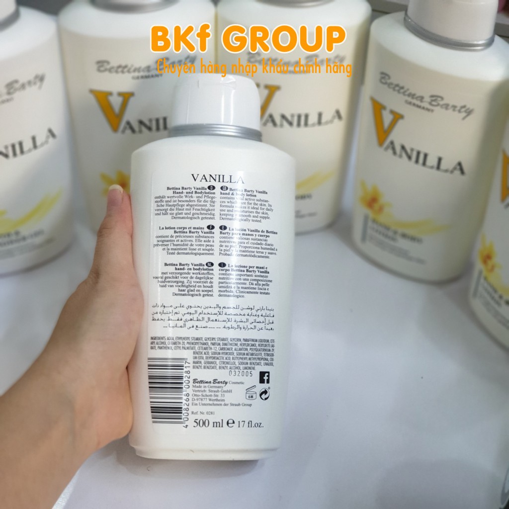 Sữa dưỡng thể Vanilla 500ml - Đức - Hương nước hoa - mùi vanilla thơm dịu nhẹ - lưu hương thơm cực lâu trên cơ thể