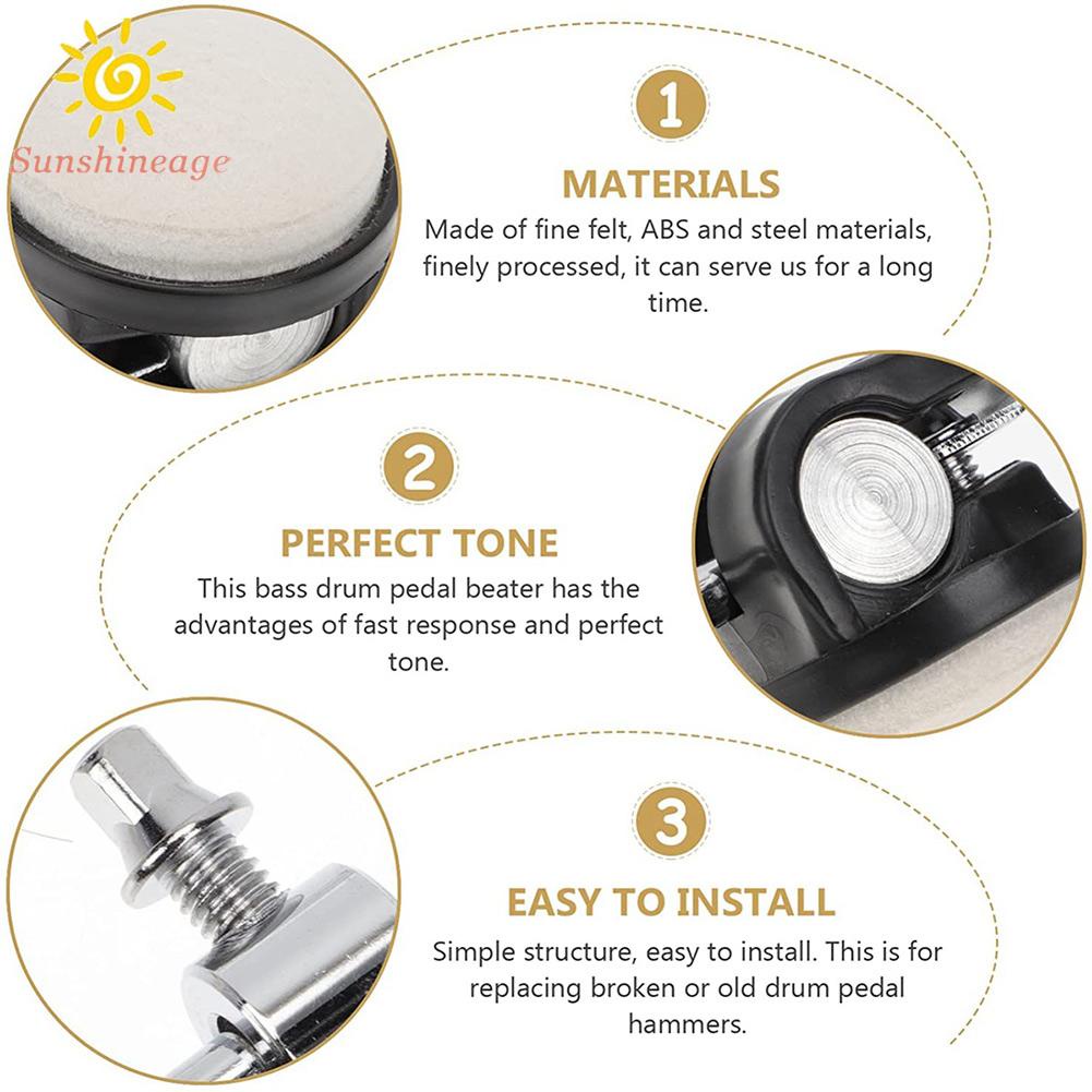 SUNAGE- ~Drum Pedal Beater Bass Drum Foot Beater Felt Hammer Head Percussion Instrument