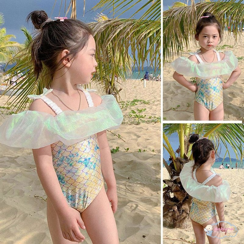 Bộ Đồ Bơi Một Mảnh Không Tay Phối Ren Dành Cho Bé Gái