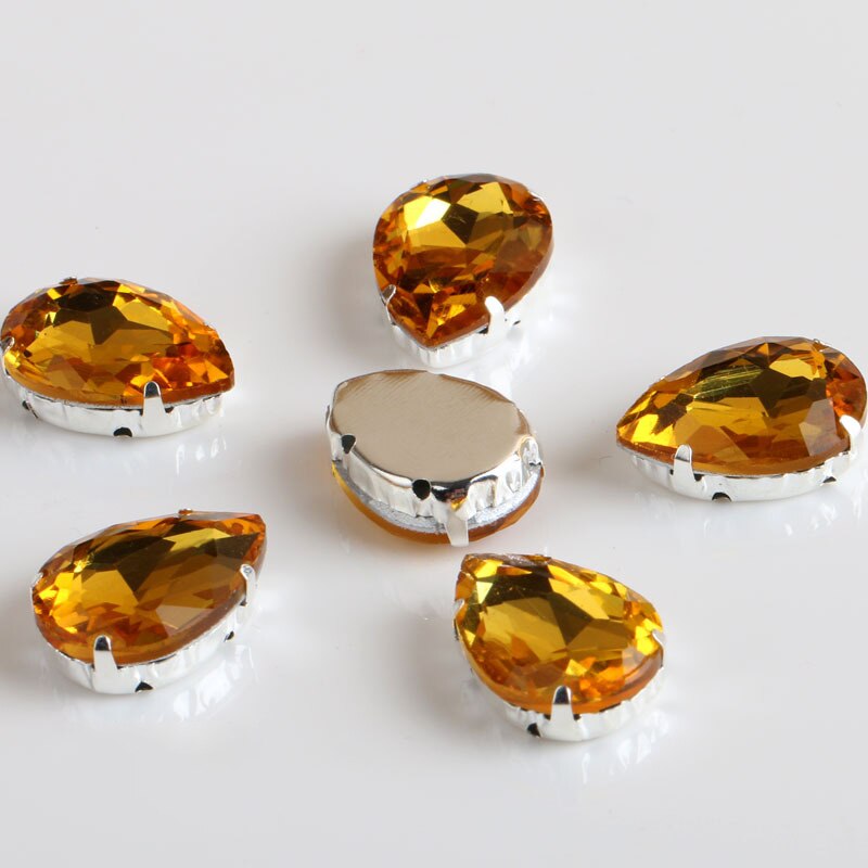 Set 20 hạt đá pha lê có chấu kẹp trang trí quần áo thủ công DIY 13x18mm