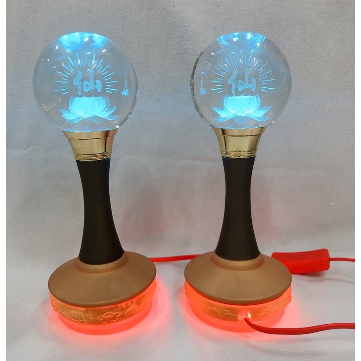 BỘ 2 CÁI ĐÈN TRANG TRÍ BÀN THỜ  LED PHA LÊ ĐỔI MÀU -90017