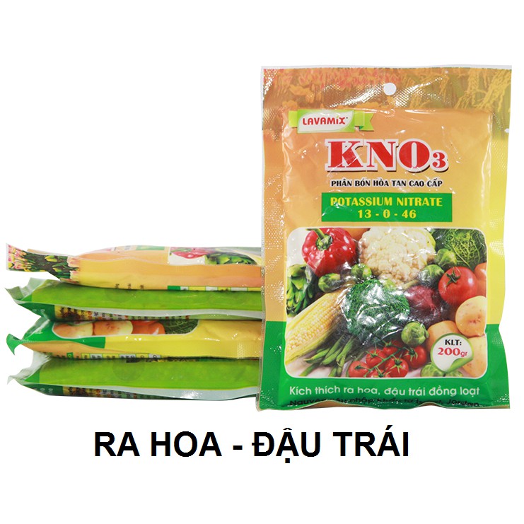 Phân Bón KaLi Cao Cấp KNO3 LAVAMIX - Kích Thích Ra Hoa Đậu Trái, Nuôi Hoa Nuôi Trái 200Gr