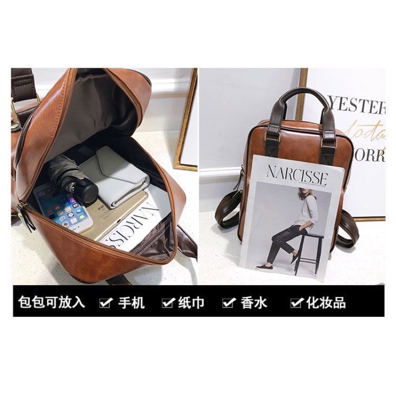 Balo da thời trang nữ cao cấp balo đi học tiện lợi chống nước chống thấm phong cách vintage hàn quốc