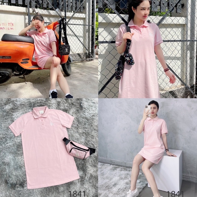 (ảnh thật) Váy/ đầm m/ lb Polo Pink logo thêu hàng chuẩn
