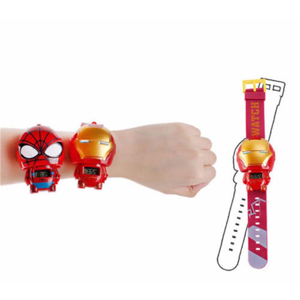 2022 Digital 3d The Avengers Kids Watch Toy Hulk Iron Man Spider Man America Captain  for Kids Boys