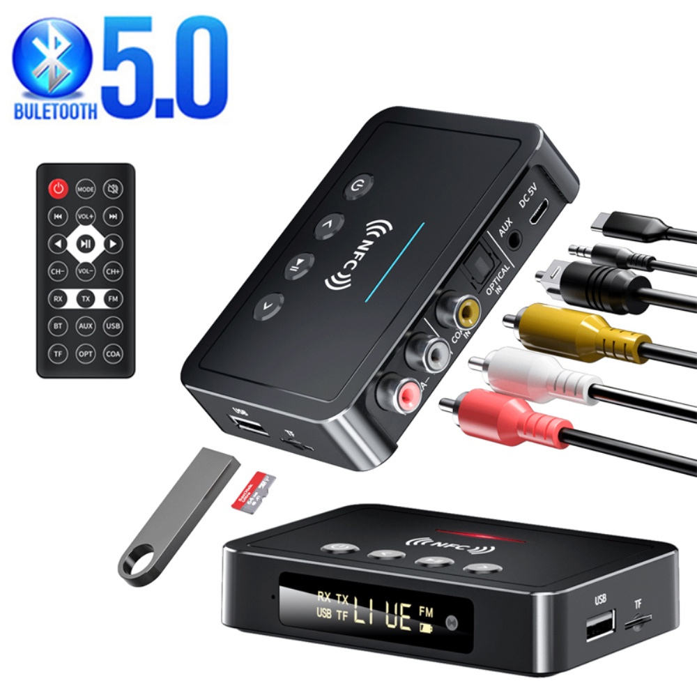 Nfc Bộ Truyền Phát Không Dây Bluetooth Xe Hơi-Tương Thích 5.0 Adapter M6 Fm 3 Trong 1 Bộ Chuyển Đổi Âm Thanh Với màn Hình Hiển Thị Led Cloud1