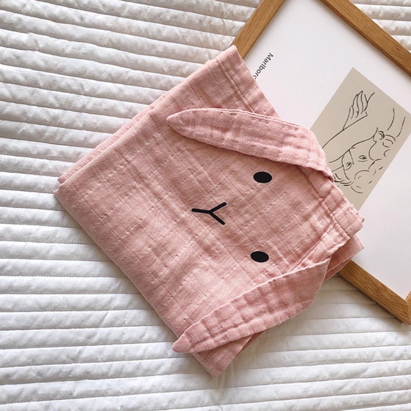 Chăn Quấn Em Bé Chất Liệu Cotton 2 Lớp Họa Tiết Hoạt Hình 90x90cm