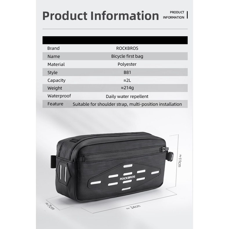 ROCKBROS Bicycle Front Basket Handlebar Bag Outdoor