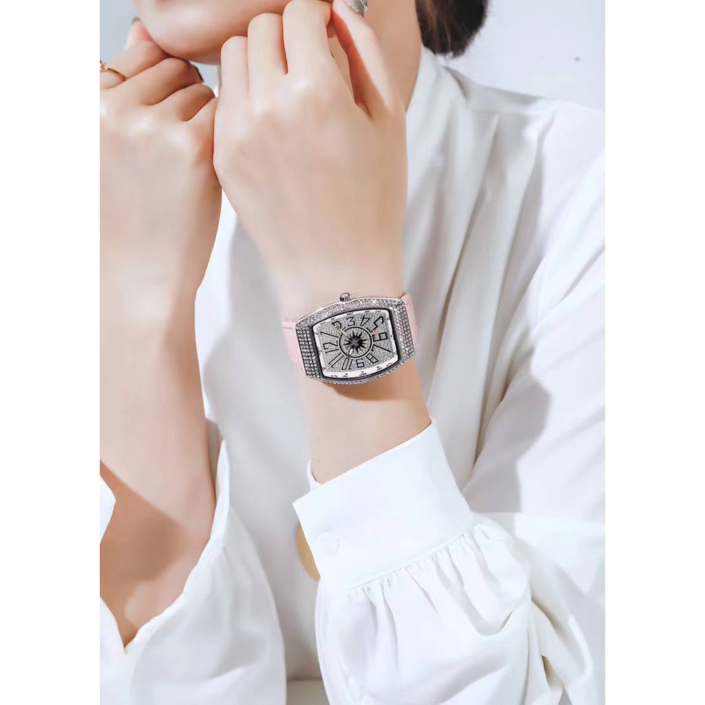 [Mã SKAMSALE8 giảm 10% đơn từ 200K] Đồng hồ nữ MobangTuo hàng chính hãng dây da mặt chữ nhật đính đá