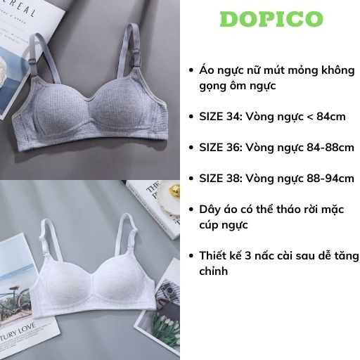 Áo ngực nữ không gọng mút mỏng học sinh, áo lót đệm mỏng ôm ngực DOPICO A838