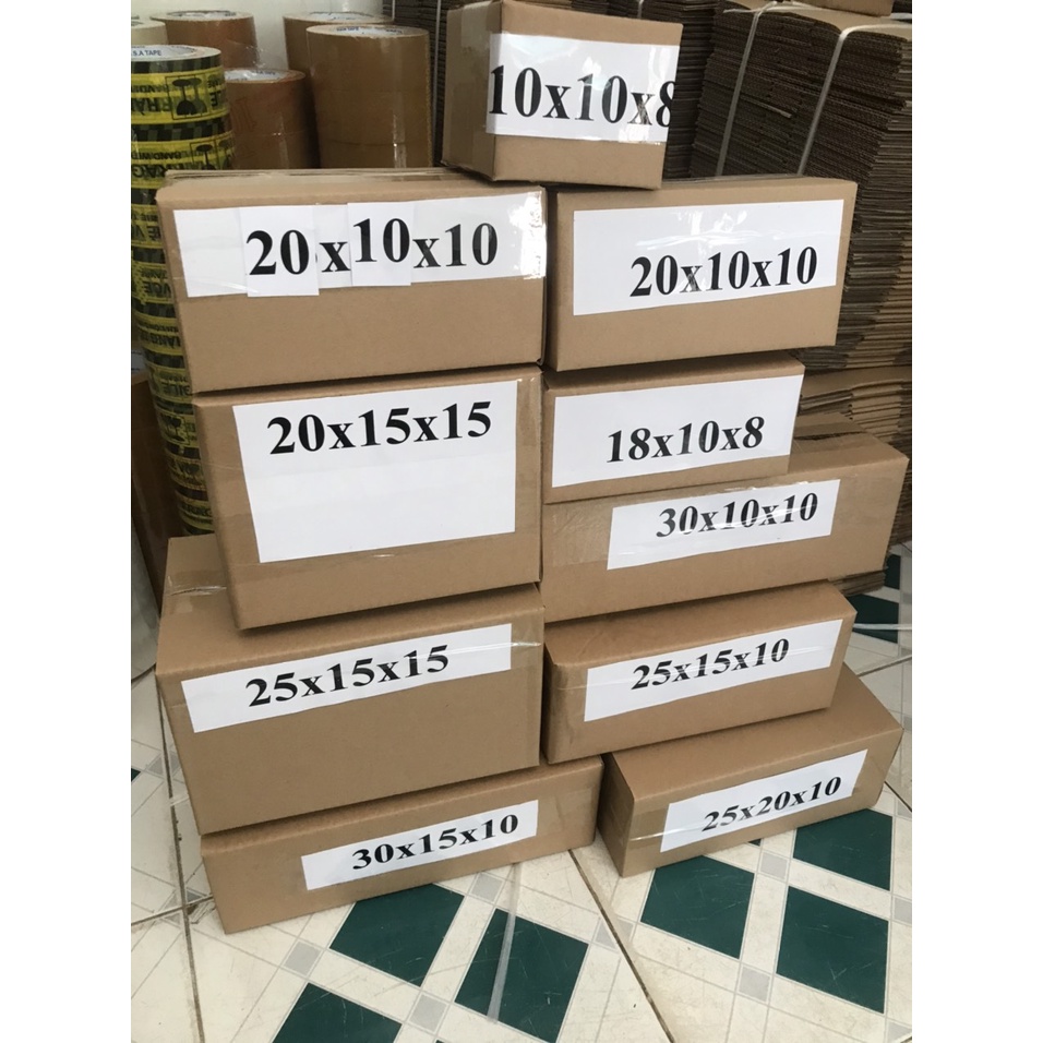 Combo 10 thùng hộp carton bìa giấy đóng gói hàng kích thước 20x10x10 cm giá rẻ tận xưởng - Miễn phí giao hàng