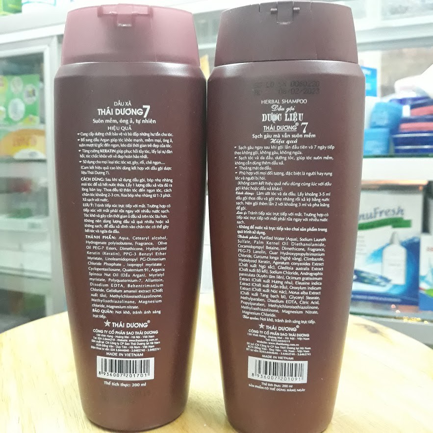 Dầu gội - xả Thái Dương 7 (chai 200ml)