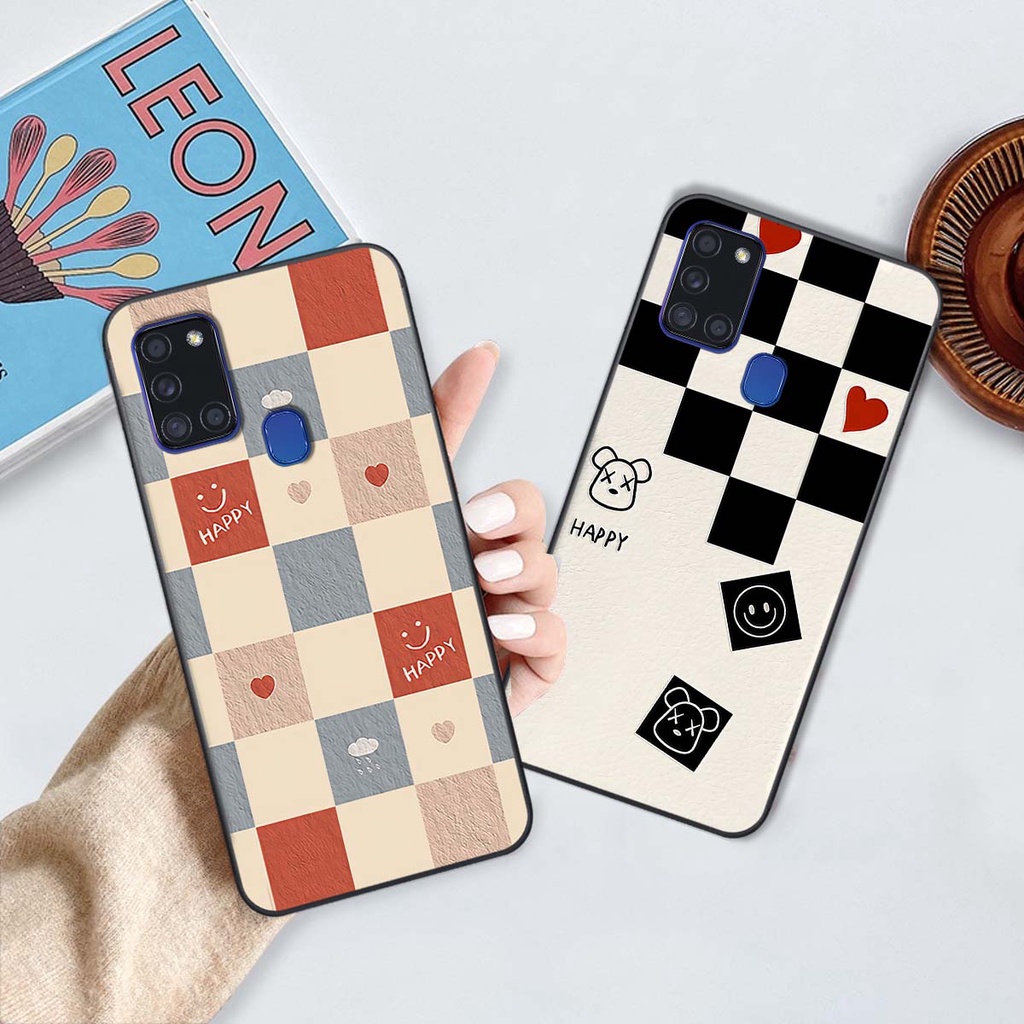 Ốp Samsung A21s caro trái tim cá tính, thời trang siêu đẹp, siêu phong cách
