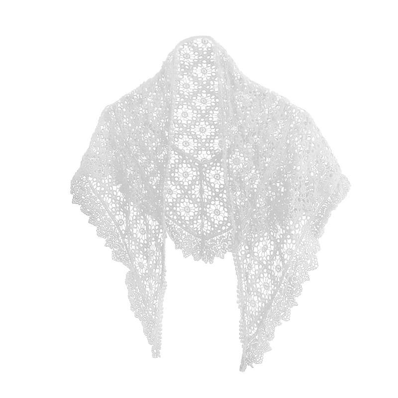 Khăn Choàng Vai Cotton Hình Tam Giác Rỗng Đan Móc Thời Trang Hàn Quốc Cho Nữ