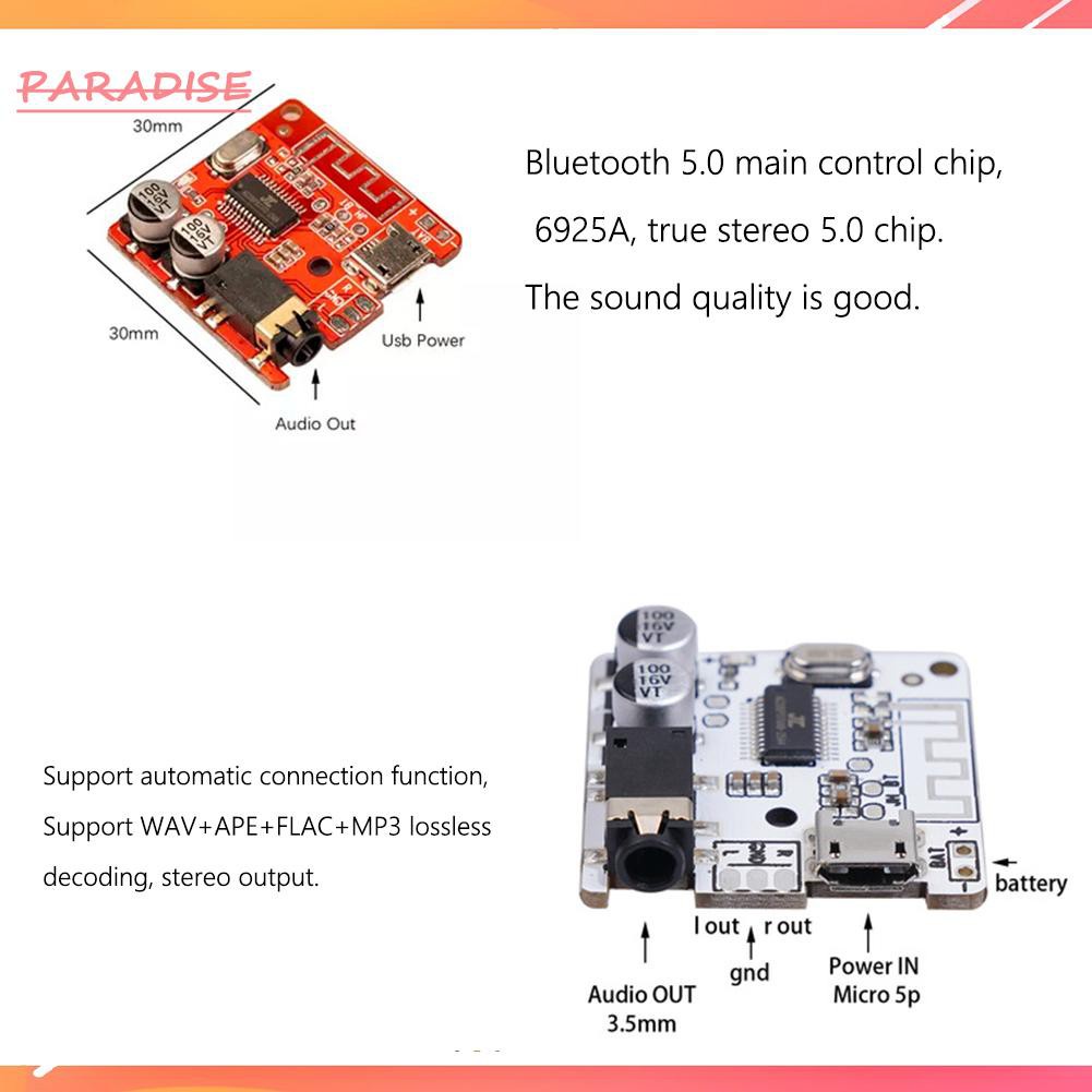 Paradise1 Bluetooth Audio Receiver Board Bluetooth 5.0 MP3 Lossless Decoder Module
