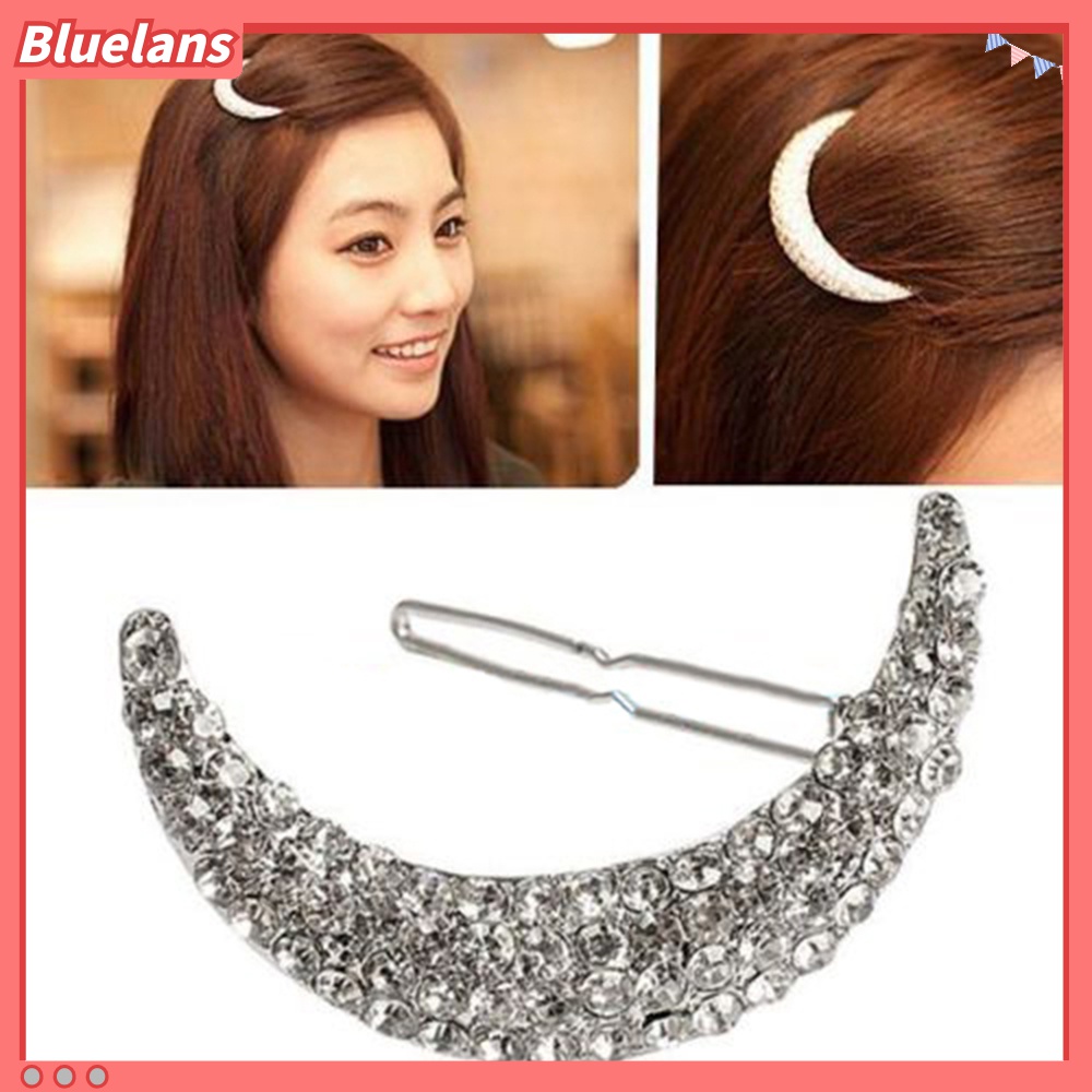 Kẹp tóc thiết kế trăng khuyết đính đá đơn giản sang trọng