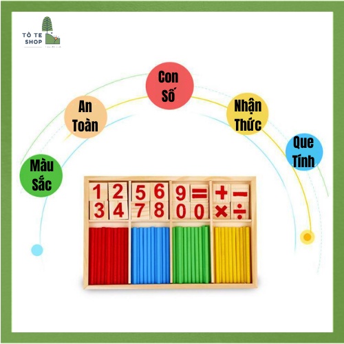 Đồ chơi toán học, hộp số và que tính bằng gỗ, đồ chơi gỗ an toàn cho bé vô tư học tập với các phép tính bằng gỗ