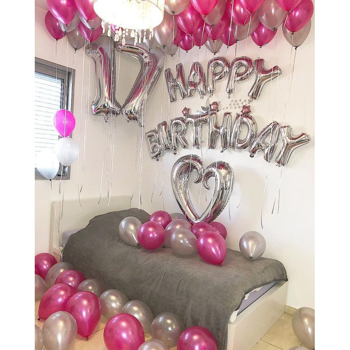 Combo bộ bóng sinh nhật happy birthday+ số tuổi+ bơm tay băng dính