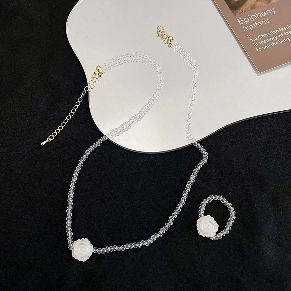 Vòng cổ/Nhẫn thun thiết kế bông hoa đơn giản trang nhã Hàn Quốc cho nữ