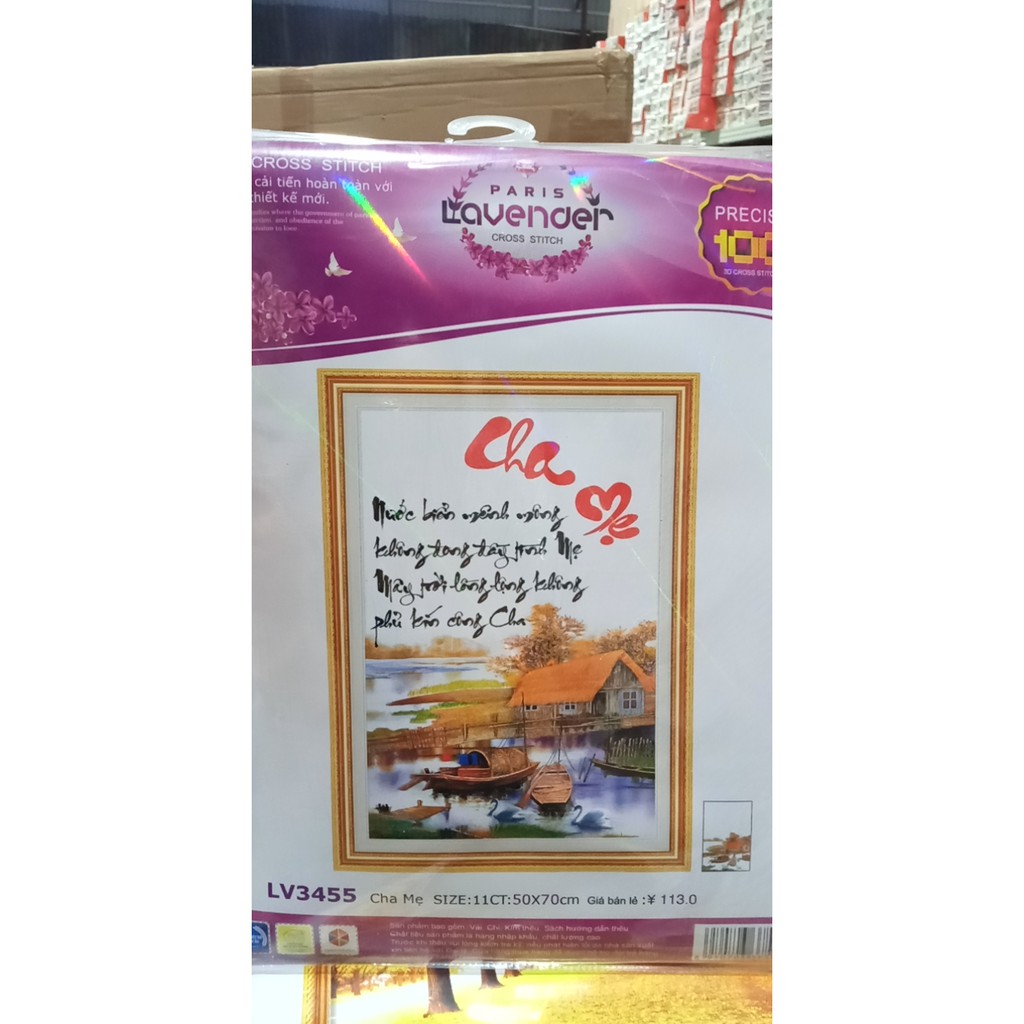 TRANH THÊU 3D CHA MẸ LV3455