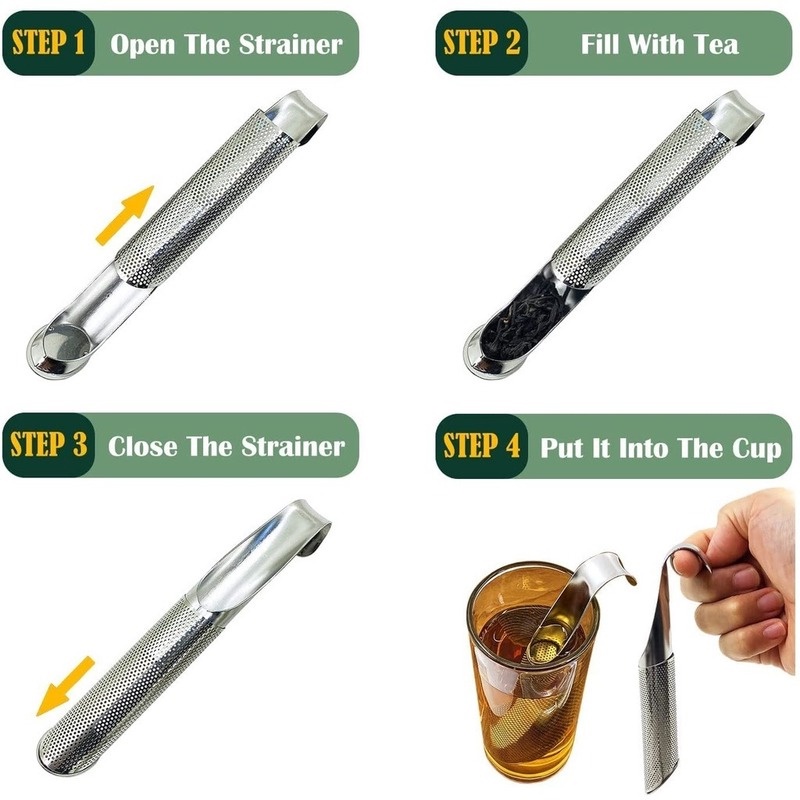 1 Dụng Cụ Lọc Trà Đa Năng Hình Ống Dài Bằng Thép Không Gỉ