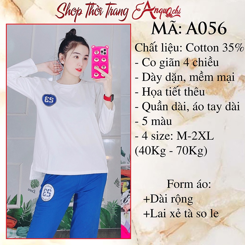 Đồ bộ thu đông nữ bộ mặc nhà nữ tay dài mặc sau sinh dễ thương thoải mái giá rẻ A056 - Diễm Quỳnh