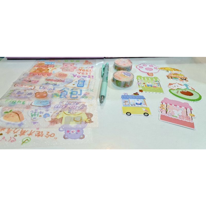 Hộp quà sticker và washi tape 15 món, có bút dao cắt sticker mã YD-KDSZLH09