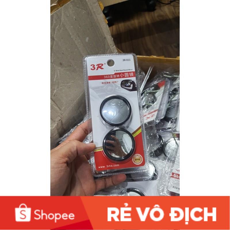Cặp 2 gương cầu lồi 3R-011 chính hãng 360 độ gắn gương chiếu hậu ô tô xe máy