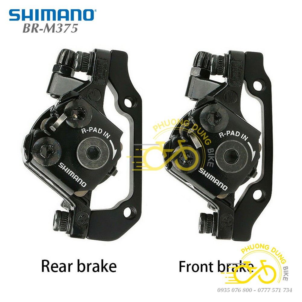 Bộ Cụm phanh thắng đĩa cơ xe đạp SHIMANO BR-M375 - Hàng Chính Hãng