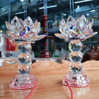 Đèn thờ cúng pha lê hoa sen 20cm