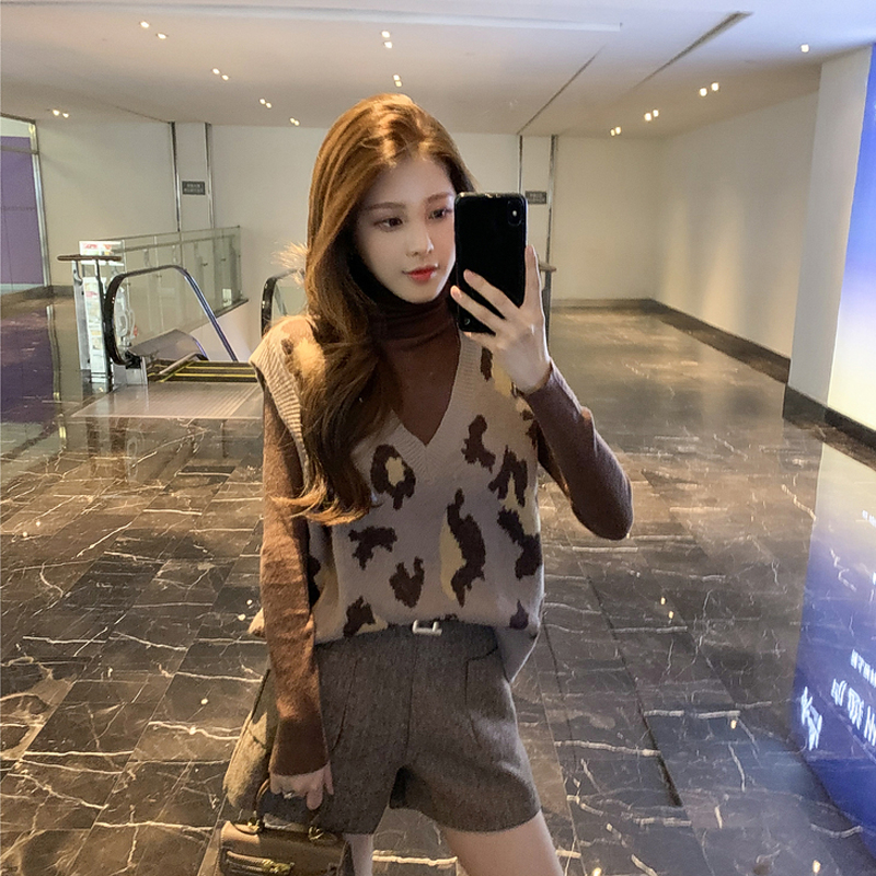 Áo sweater không tay họa tiết da báo thời trang dành cho nữ | BigBuy360 - bigbuy360.vn