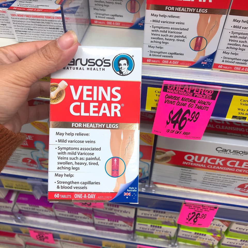 Kem thoa & viên uống giảm co giãn tĩnh mạch Carusos Natural Health Veins Care