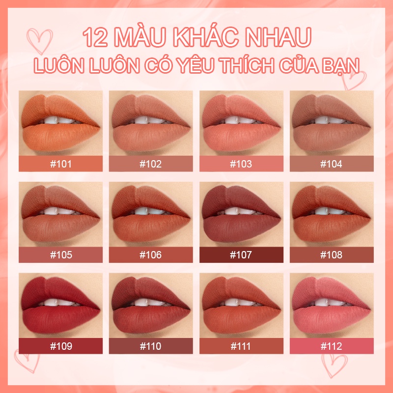 [Hàng mới về] Son kem lì LEMOOC chống nước lâu trôi với 12 màu sắc tùy chọn