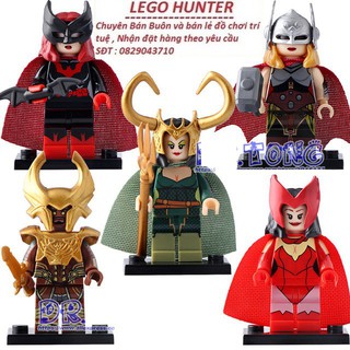 Xếp hình Marvel DC Superheroes Minifigures nhân vật Batgirl Lady Thor Lady Loki Heimdall Scarlet Witch comic